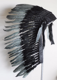 Y77 - Medium  Grey Indian Headdress, native american Style warbonnet.