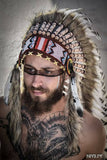 Z32 Extra Long Black and white Indian Headdress (43 inch long )
