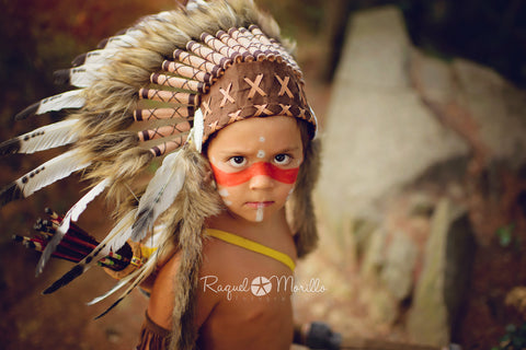 K12 From 5-8 years Kid / Child's: white and black swan feather Headdress 21 inch. – 53,34 cm.