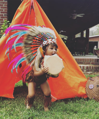 N25 - For 9 to 18 month  Toddler / Baby: Pink , Orange and turquoise  Native American Style Indian Headdress for the little ones !