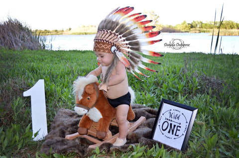 N01- For 9 to 18 month Toddler / Baby: three colors  Native American Style Indian Headdress for the little ones !