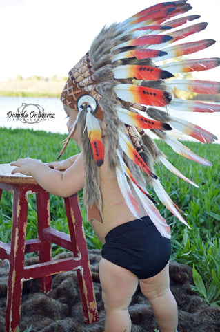 N01- For 9 to 18 month Toddler / Baby: three colors  Native American Style Indian Headdress for the little ones !