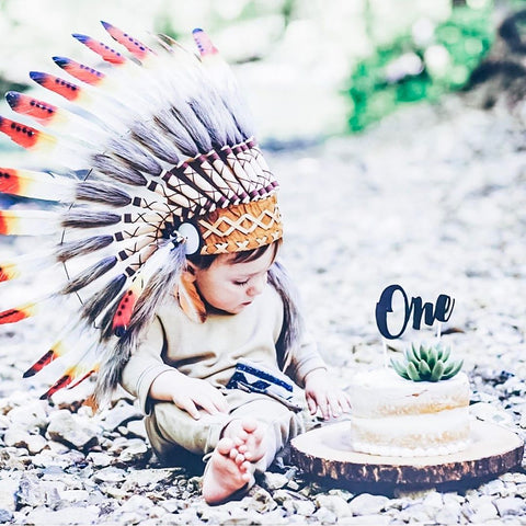 N01- For 9 to 18 month Toddler / Baby: three colors  Native American Style Indian Headdress for the little ones !