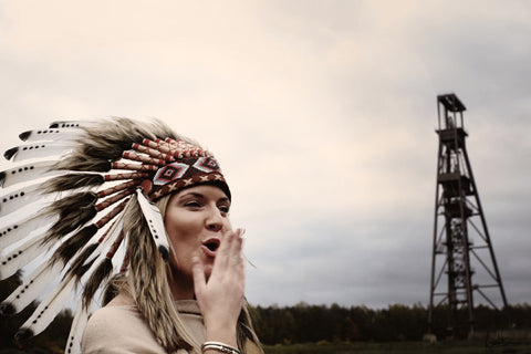 X06 Three colors Black and White indian Feather Headdress / native american Warbonnet .