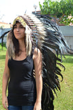 PRICE REDUCED . N92- Extra Large Natural color Feather Headdress (43 inch long )/ war bonnet.