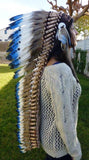 Z98 Extra Large Blue Feather Headdress (43 inch long ).