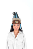Indian Feather Headdress, Native American Inspired. Warbonnet, Headband. Hat Turquoise