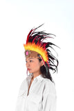 Indian Feather Headdress, Native American Inspired. Warbonnet, Headband. Hat Orange&yellow