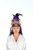 Indian Feather Headdress, Native American Inspired. Warbonnet, Headband. Hat Purpple
