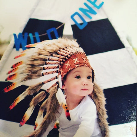 N01- For 9 to 18 month Toddler / Baby: three colors  Native American Style Indian Headdress for the little ones !