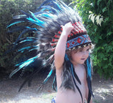 PRICE REDUCED - N12- From 2-5 years Kid / Child's: Turquoise Headdress 20,86 inch. – 53 cm