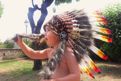 PRICE REDUCED - N11- From 2-5 years Kid / Child's: 3 colors Indian Headdress 20,5 inch. – 52 cm