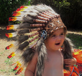 PRIX REDUIT - N11- De 2-5 ans Enfant / Enfant : Coiffe Indienne 3 couleurs 20,5 pouces. – 52cm