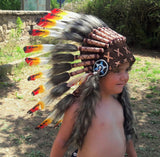 PRIX REDUIT - N11- De 2-5 ans Enfant / Enfant : Coiffe Indienne 3 couleurs 20,5 pouces. – 52cm