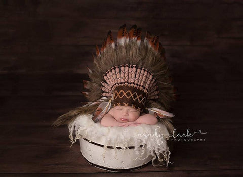 PRICE REDUCED - K03 For 0 to 9 months  Baby / Newborn : Brown Headdress for the little ones !