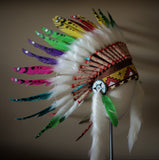 K17 From 5-8 years Kid / Child's: Rainbow swan feather Headdress 21 inch. – 53,34 cm.