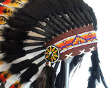 X14 Coiffe en plumes de style indien trois couleurs / bonnet de guerre double plume (30 pouces / 75 cm)