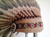 X41 -  Indian Style Feather Headdress / warbonnet white feathers (30 inch / 75 cm)