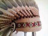 X41 -  Indian Style Feather Headdress / warbonnet white feathers (30 inch / 75 cm)