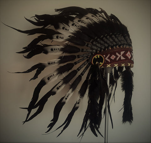 X13 Indian Headdress Double Feather black and white / warbonnet double feather (30 inch / 75 cm)