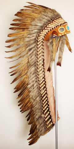 Z33XXL - Extra Large Brown Feather Headdress (51 inch long )