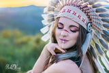 X41 -  Indian Style Feather Headdress / warbonnet white feathers (30 inch / 75 cm)