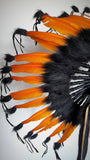 X56 -  Orange and black Chief indian Feather Headdress .