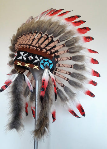 X20 - Three colors Red Chief Feather Headdress /native american Style Warbonnet