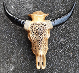 Medium Faux Hand Carved Tribal Buffalo Skulls Made of Resin / only front part