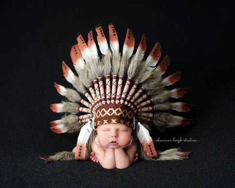 PRICE REDUCED - K03 For 0 to 9 months  Baby / Newborn : Brown Headdress for the little ones !