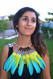 J17- Turquoise and yellow Feather Necklace