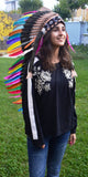PRICE REDUCED E38-Extra Large colorful Feather Headdress (43 inch long )