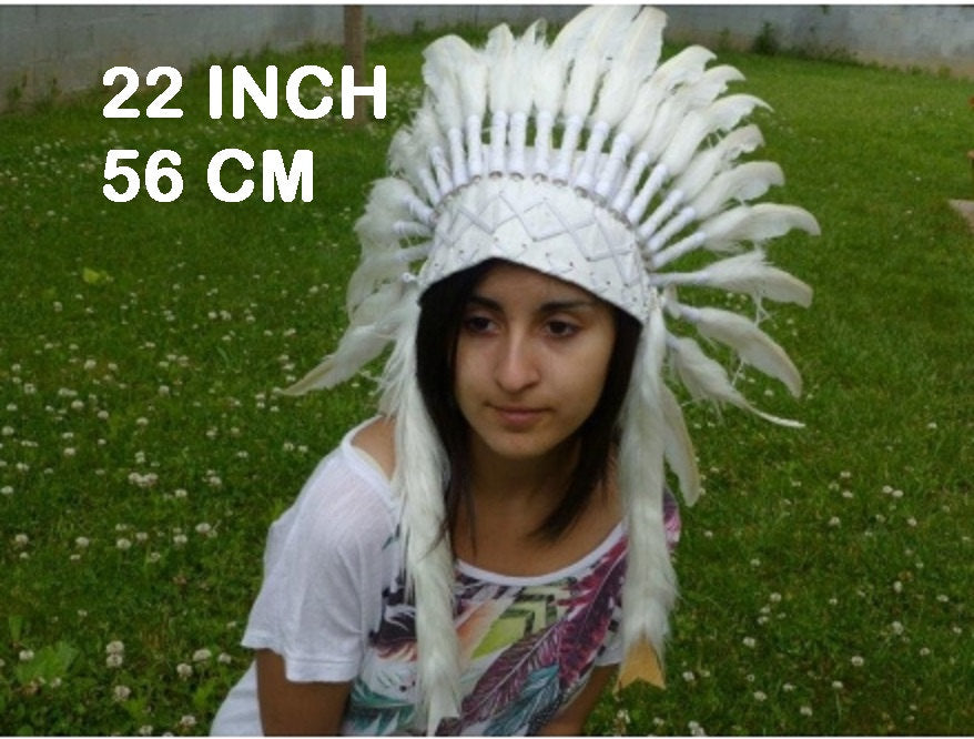 K08 SALE - For grown-up children: White Headdress / Size 22 inch with adjutable elastic band
