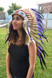 PRICE REDUCED Y22 Medium Purple Feather Headdress / Warbonnet (36 inch long )