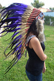 PRICE REDUCED Y22 Medium Purple Feather Headdress / Warbonnet (36 inch long )
