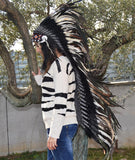 PRICE REDUCED E12- Extra Large White  Feather Headdress (43  inch long )/ war bonnet
