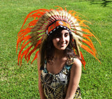 S15- Sunset / Orange Feather Headdress