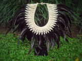 Papua Native Warrior necklace with Black Feathers and white shells
