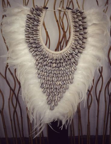 Papua Native Warrior necklace Full of natural grey shells