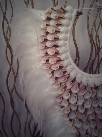 Papua Native Warrior necklace Full of natural pink shells