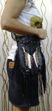 N43P- Black Indian leather Handbag, Native American Style bag. Crossbody bag