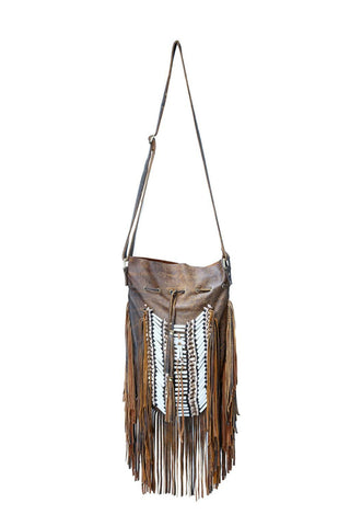 N48G- Big Brown Antique Indian leather Handbag, Native American Style bag. Crossbody bag