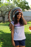 PRICE REDUCED . Z19 Extra Large Three color Brown Feather Headdress (43 inch long )