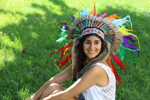 X36 Rainbow  Feather Headdress / Warbonnet