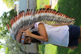 PRICE REDUCED . Z19 Extra Large Three color Brown Feather Headdress (43 inch long )