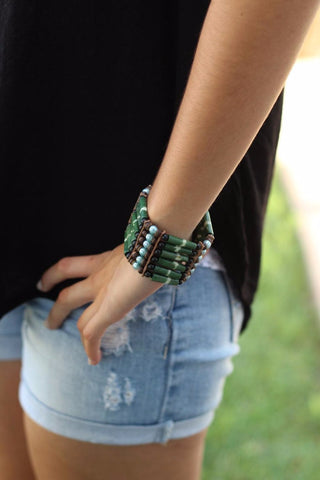 Green Bone Bracelet,