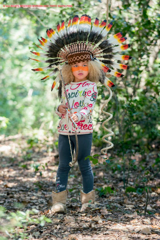 N21- From 5-8 years Kid / Child's: white swan feather Headdress 21 inch. – 53,34 cm.