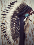 PRICE REDUCED N72 - Medium Indian White and Black Feather Headdress