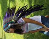PRICE REDUCED Y24 Purple Feather Headdress (36 inch long )/war bonnet.