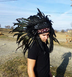 X52 Reduced Price !!! Black natural colour Feather Headdress / Warbonnet.